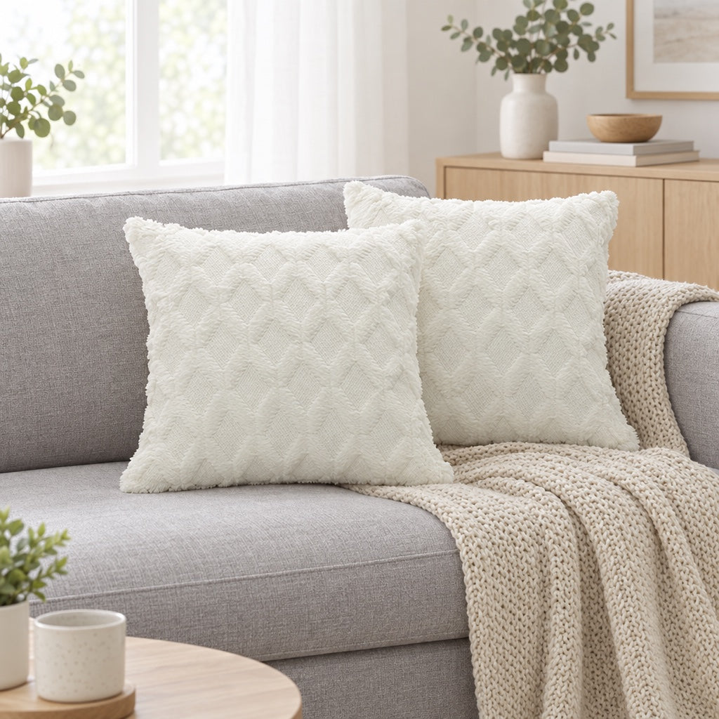 Faux Fur Throw Pillow Cover in use at home