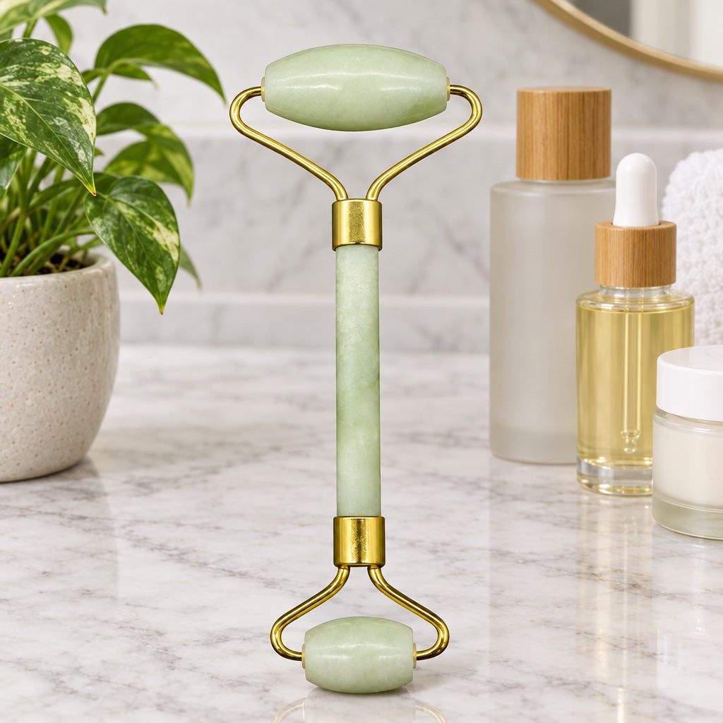 Jade Roller in use at home